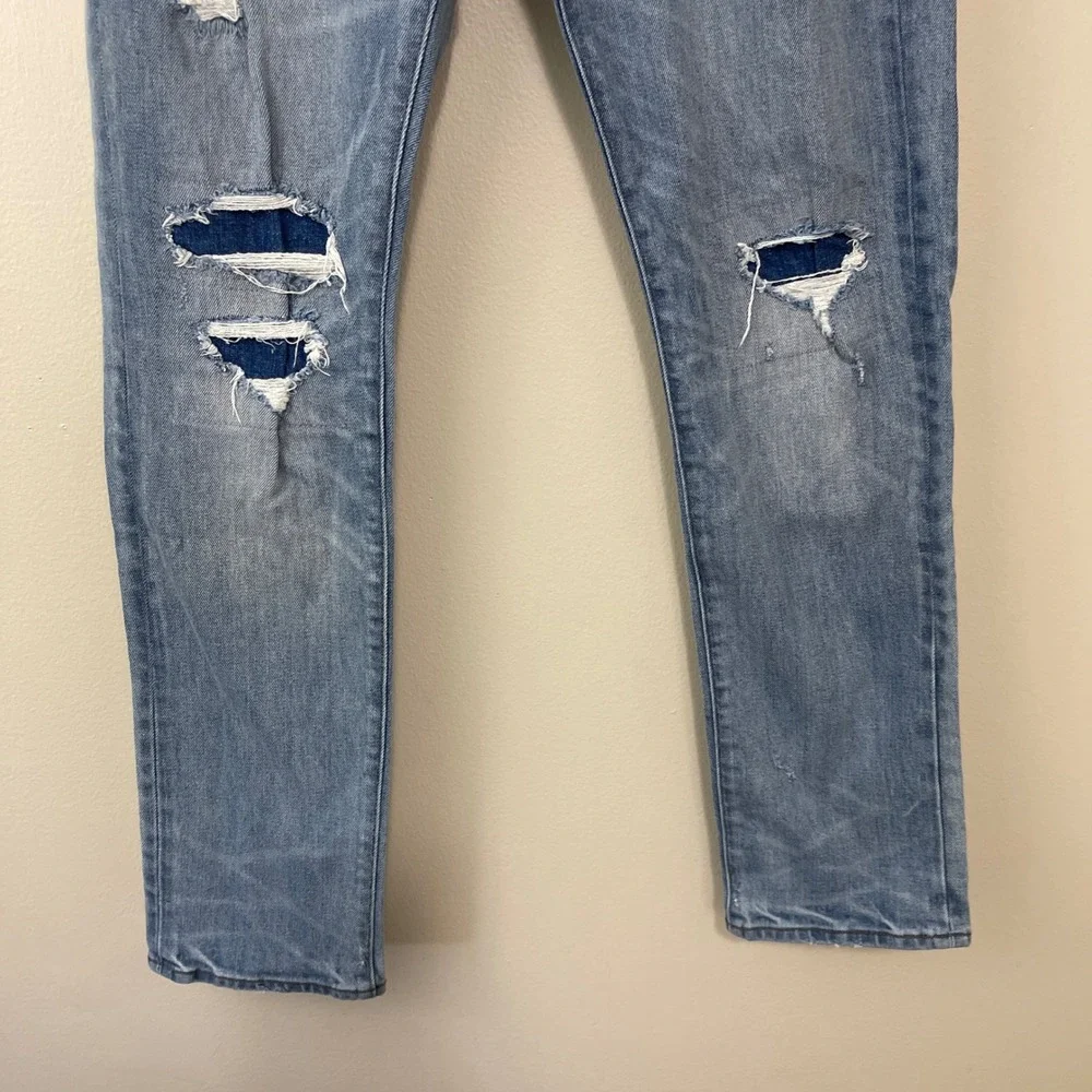 J Crew 484 Slim Fit Jeans Light Wash Distressed Kurabo Japanese Denim Mens 31x32